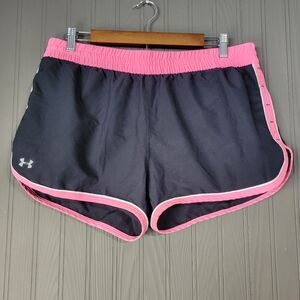 Under Armour Running Shorts Semi-Fitted HeatGear Pink Trim Black Women's Large